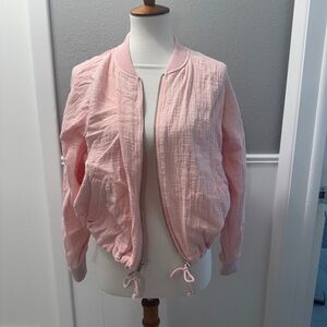 BB Dakota Cotton Gauze Pink Bomber Jacket Size S